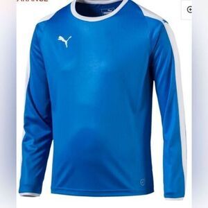 NWT PUMA Boys Long Sleeve Soccer Jersey Shirt Blue White Moisture Wicking - XL